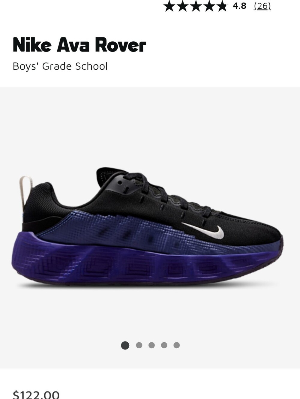 Nike Ava Rover Boys' Sneaker in Black and Purple